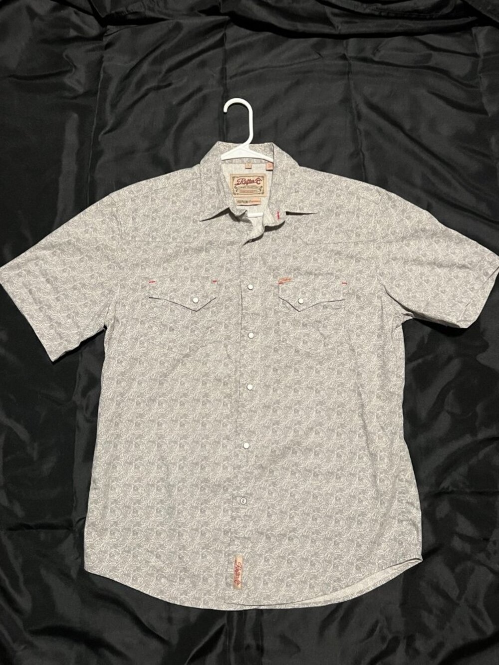Rafter C Cowboy Shirt Large Paisley Western Snap Button Pro Flex 45 Performance